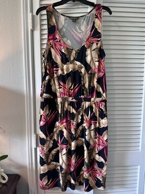 Tommy Bahama Size Large Sandy Celebration Pattern Tropical Floral Tank Dress